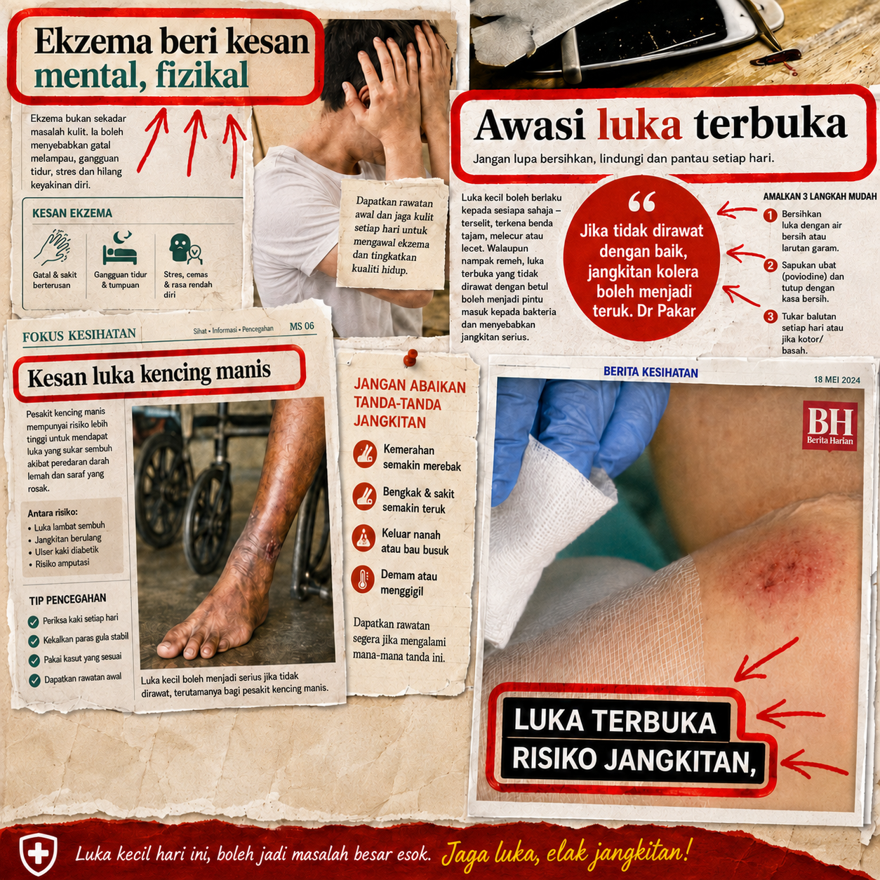 Keratan Akhbar Kesan Ekzema dan Luka Terbuka